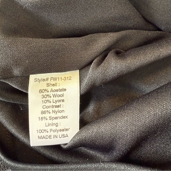 Vintage Adolfo Sanchez Black Wool Mesh Cut-Out Dress Size 4 - Picture 11 of 12